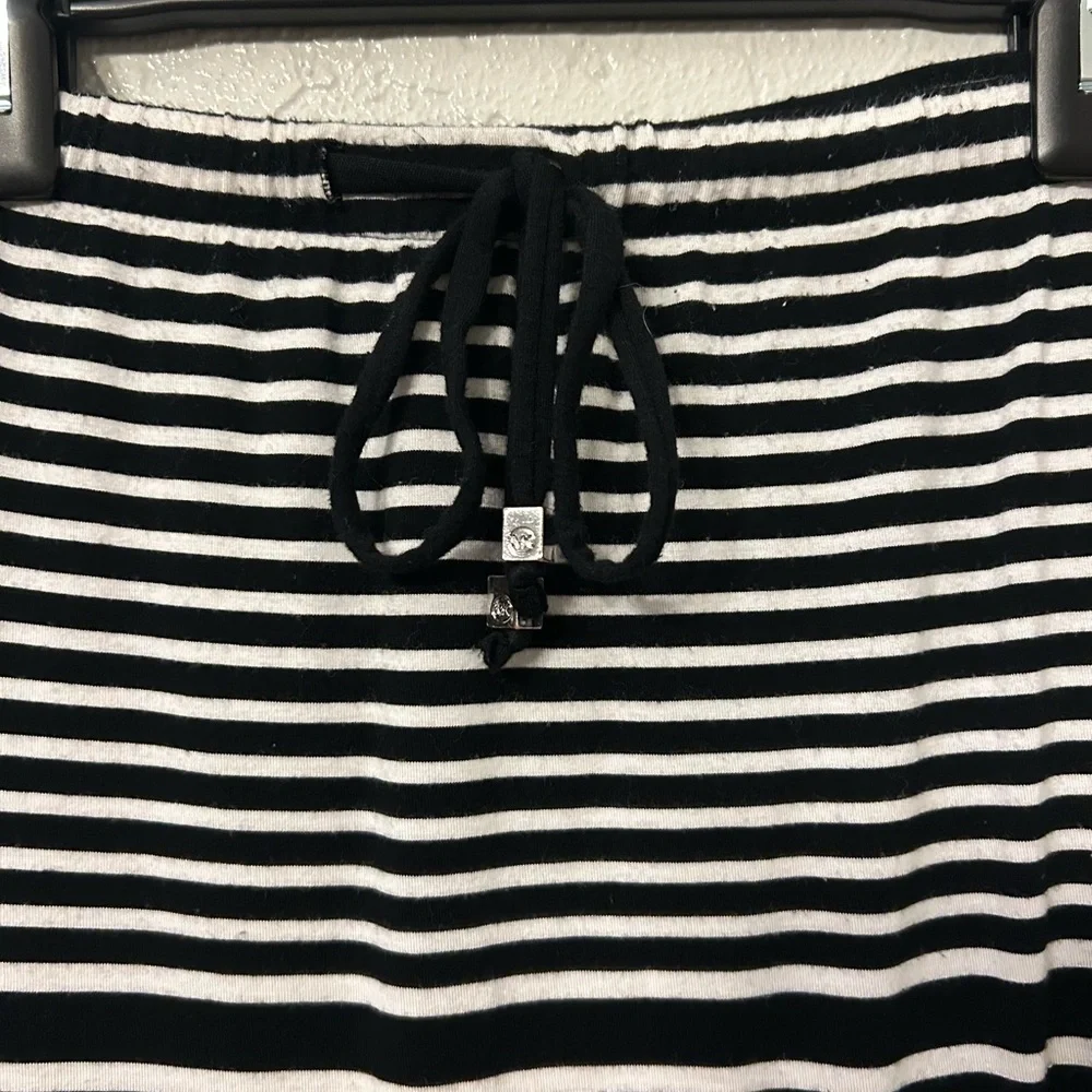 Michael Kors Black & White Striped Drawstring Maxi Skirt XL - Picture 2 of 5